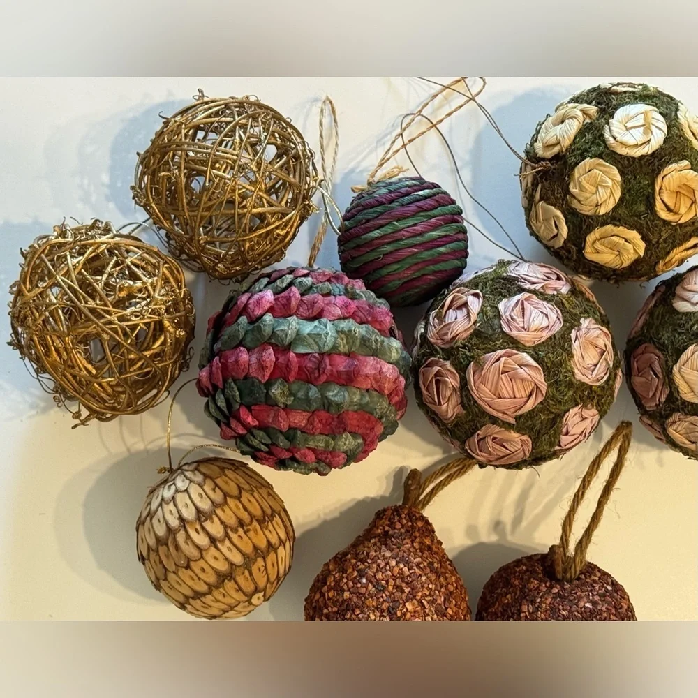 Vintage Pier 1 Natural Christmas Ornaments Lot of 10